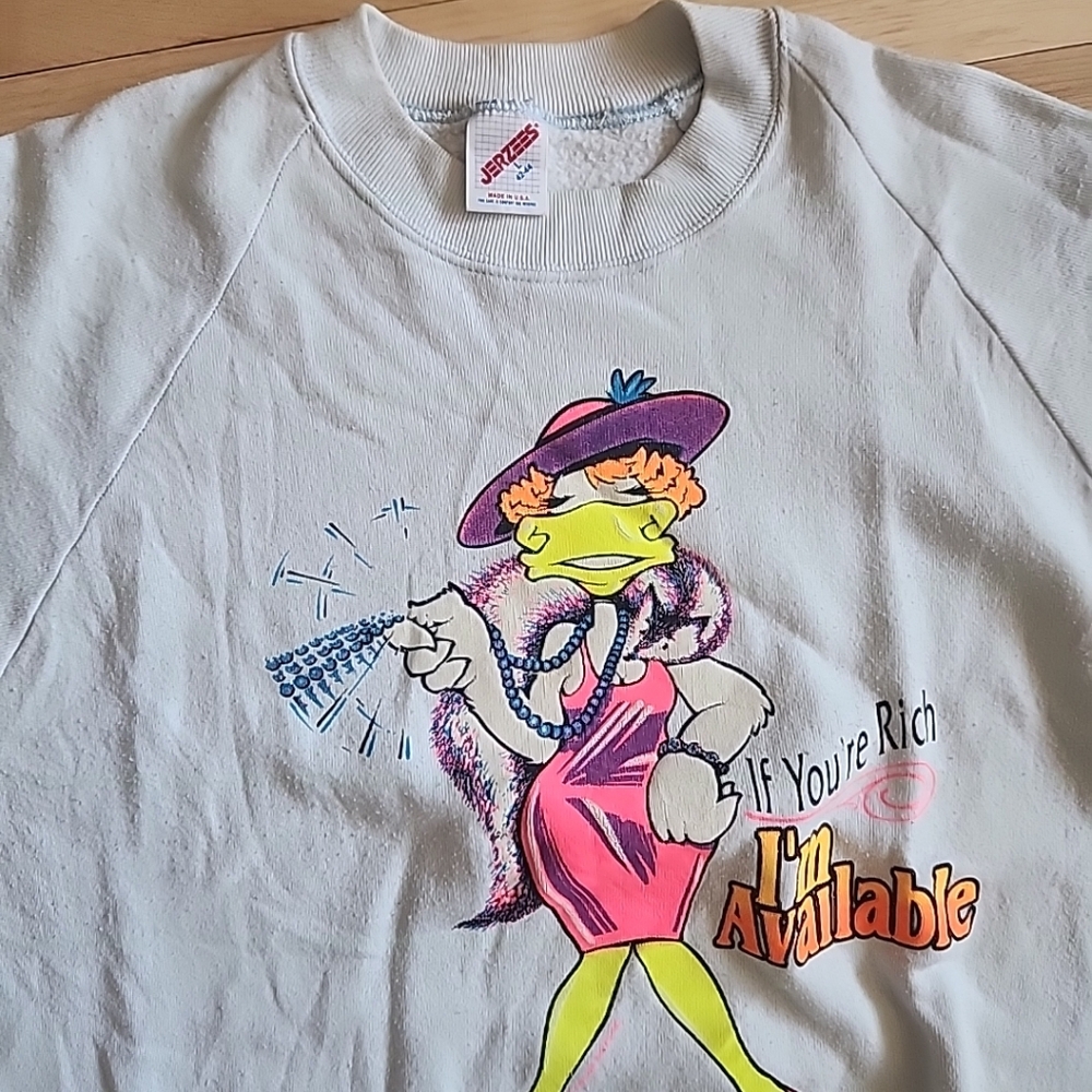 White Graphic Sweatshirt with Cartoon Print - Picture 2 of 13